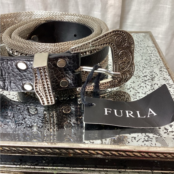 NWT Furla Rhinestone & Chain mesh belt main image 8